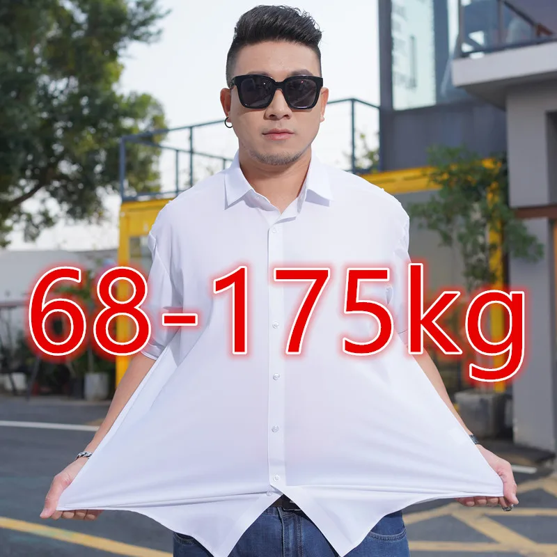 

Big Size 68-175kg Long Sleeve Shirt for Men Summer Thin Casual Loose Oversized Shirt White Business Shirt Tops Vetement Homme