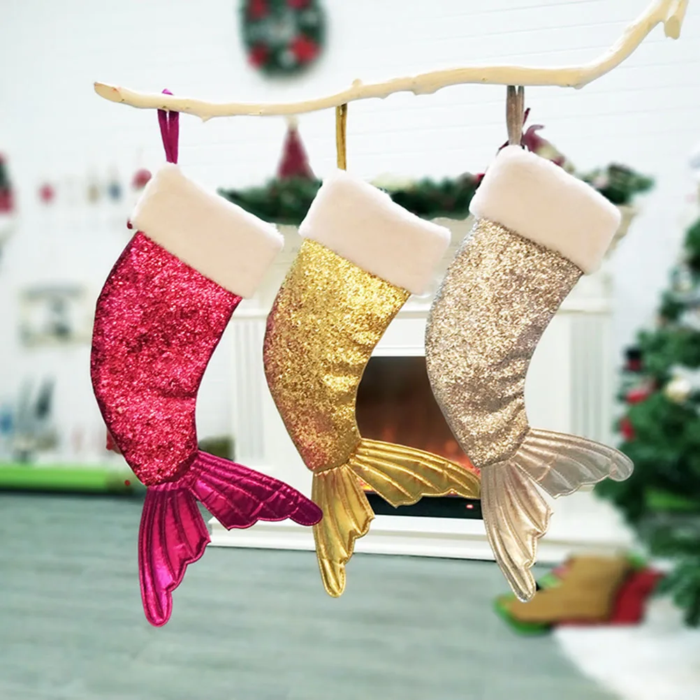 

Christmas Stockings Creative Gift Cute Candy Mermaid Stockings Party Holiday Decor For Kids Home Fireplace Wall