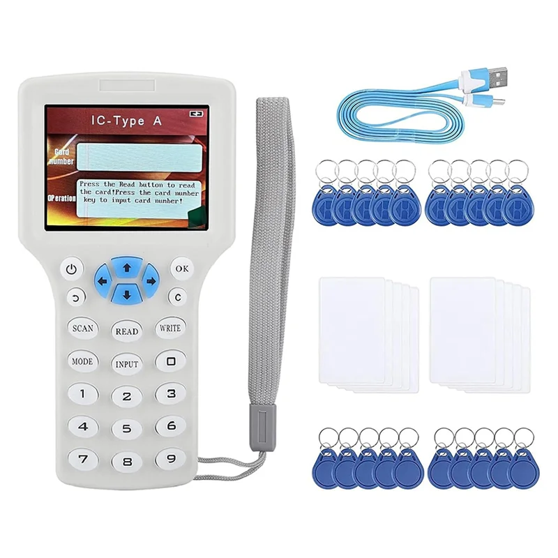B16C-Advanced RFID Card Reader Burner:IC/ID English 10 Frequency RFID Decoder Handheld NFC Scanner For 125Khz 13.56Mhz Cards