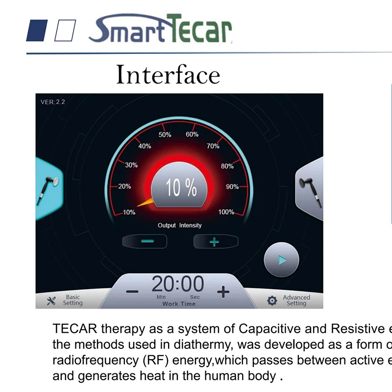 professional smart Tecar Ret Cet 448Khz physiotherapy machine safe and painless