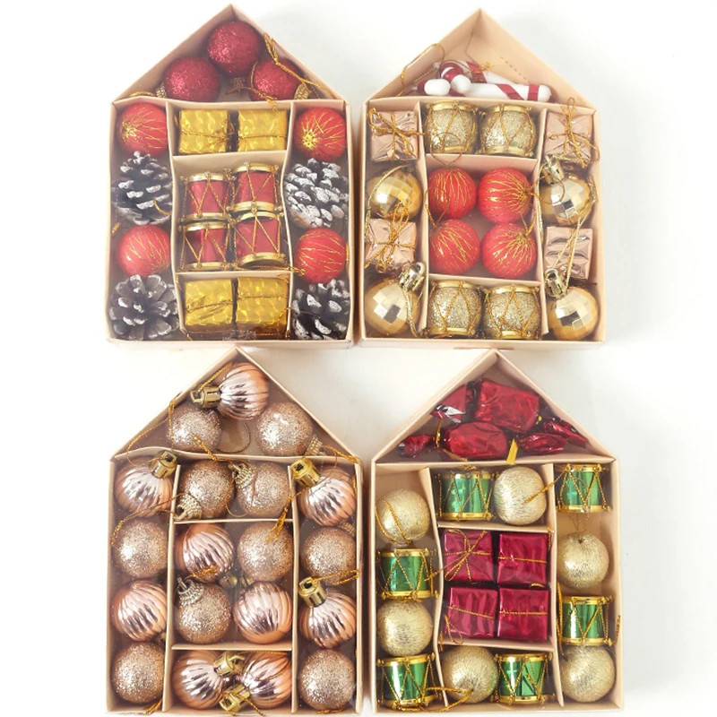 

1box 6cm Christmas Balls Christmas Pinecone Snowflake Candy Ornaments Xmas Hanging Tree Pendants Home Party Decor 2025 Navidad