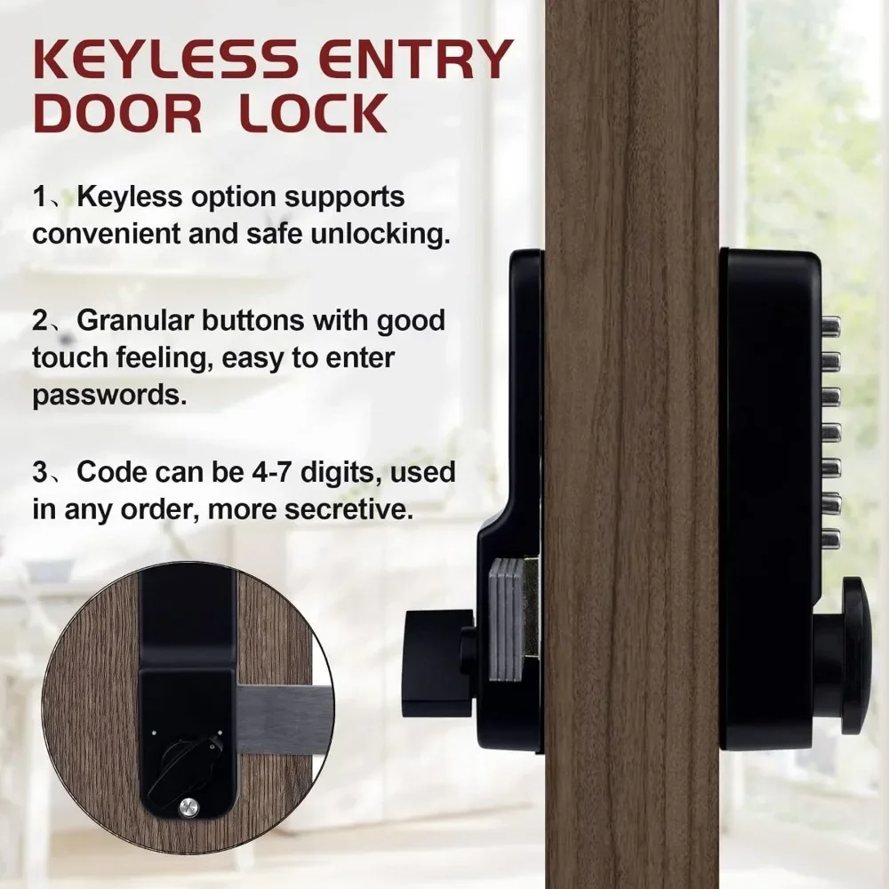 Stainless steel 100% mechanical keyless entry door lock, waterproof keypad deadbolt lock, digital code door lock sleeve