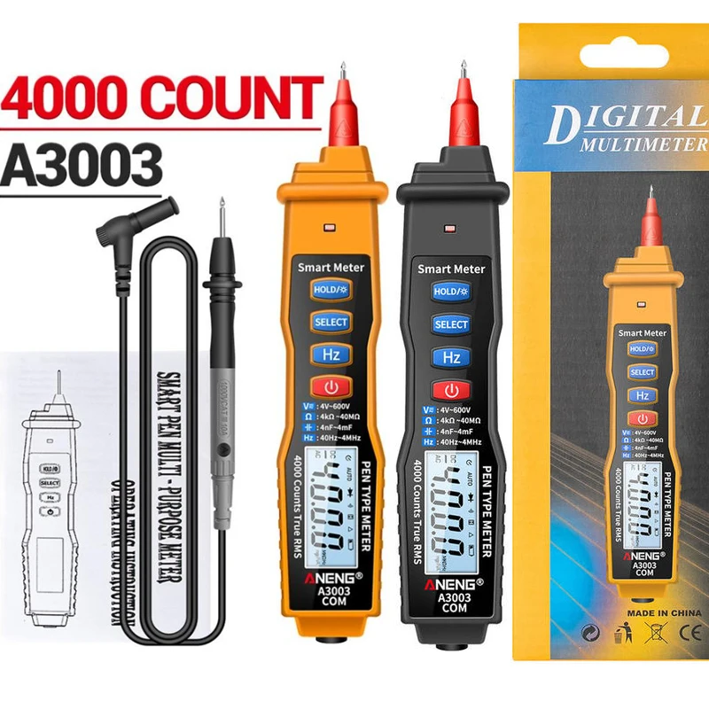 ANENG A3003 professional digital multimeter 4000 readings intelligent contactless voltage indicator AC/DC Hz Capacitance Testers