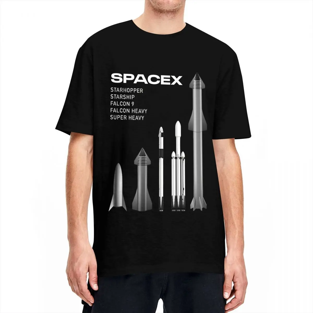 

Men's T-Shirt Spacex T-Shirts Fashion Summer Tees Streetwear Pattern Pure Cotton Clothes Gift Idea