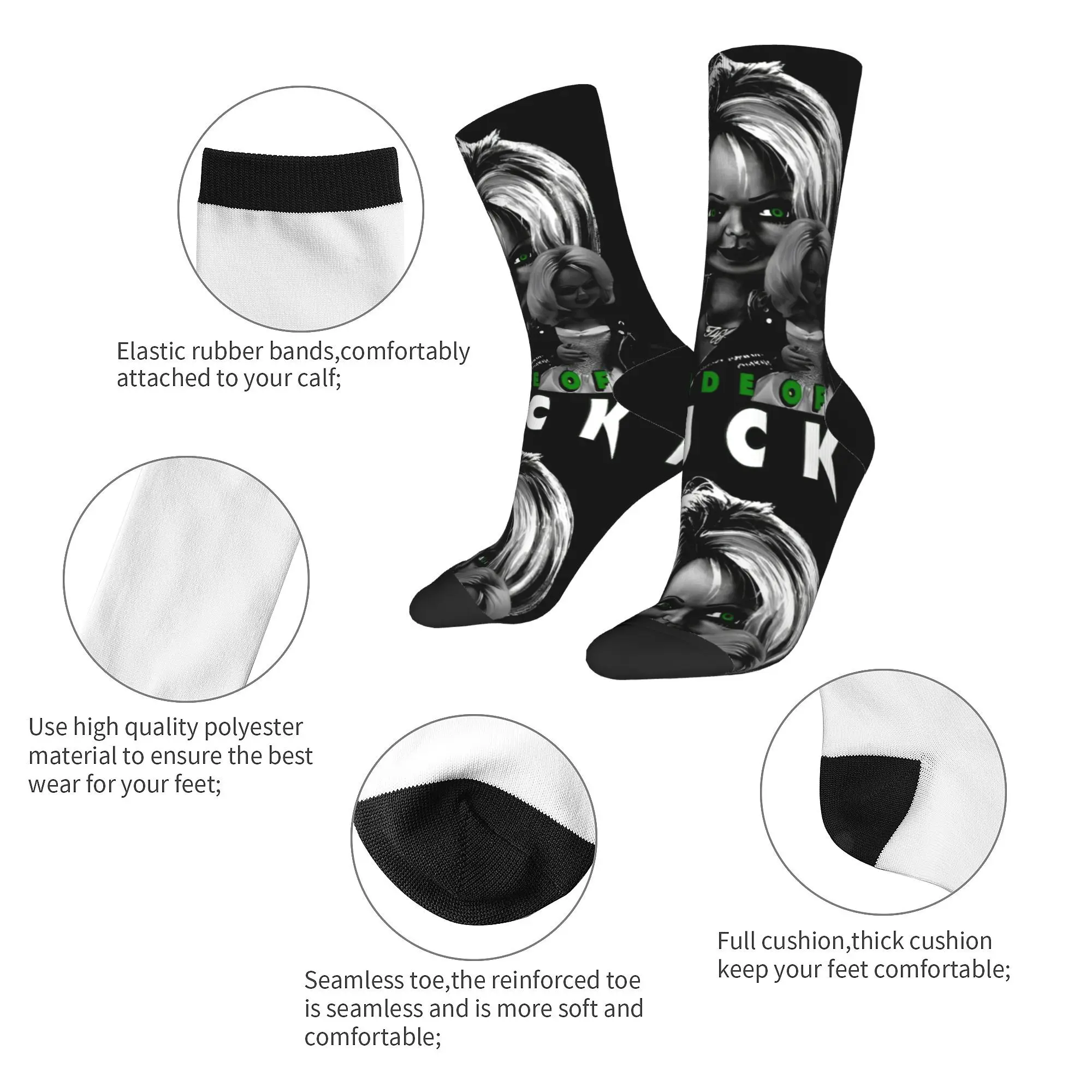 Fashion Men's Socks Harajuku Deadly Green Eyes Bride Of Chucky Sock Polyester  Sport Women Socks Spring Summer Autumn Winter