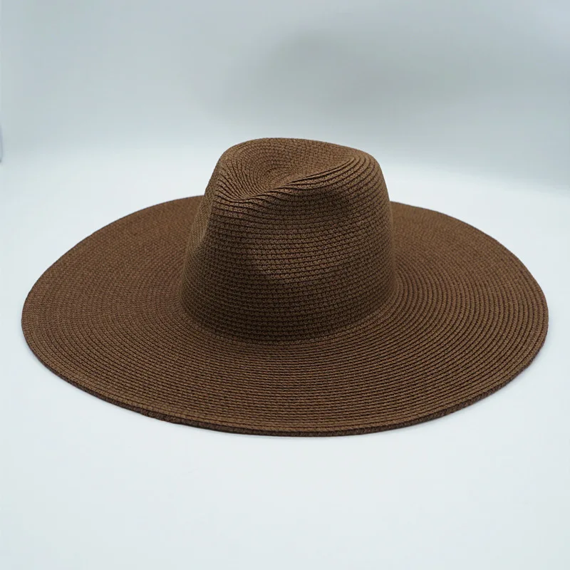 New 12.5cm Big Brim Panama Hats Jazz Top Summer Hats for Women Straw Hat Ladies Beach Hat Outdoor Holiday Sun Hat