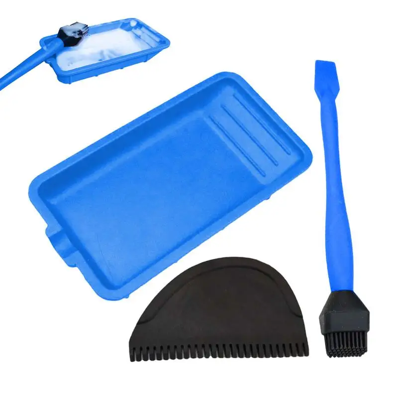 Woodworking Silicone Brush Tool Kit Washfree Soft Glue Brush Flat Scraper Glue Tray Wood Gluing Brushing Tools