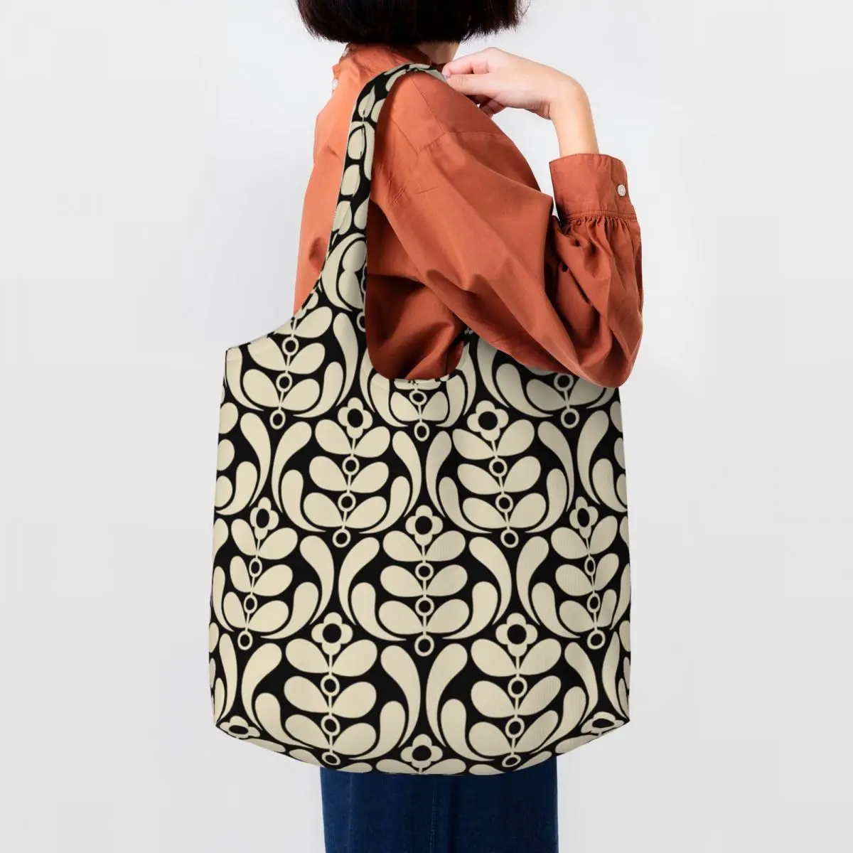 Custom Orla Kiely Shopping Canvas Bag Women Durable Large Capacity Groceries Tote Shopper Bags Handbags Gifts