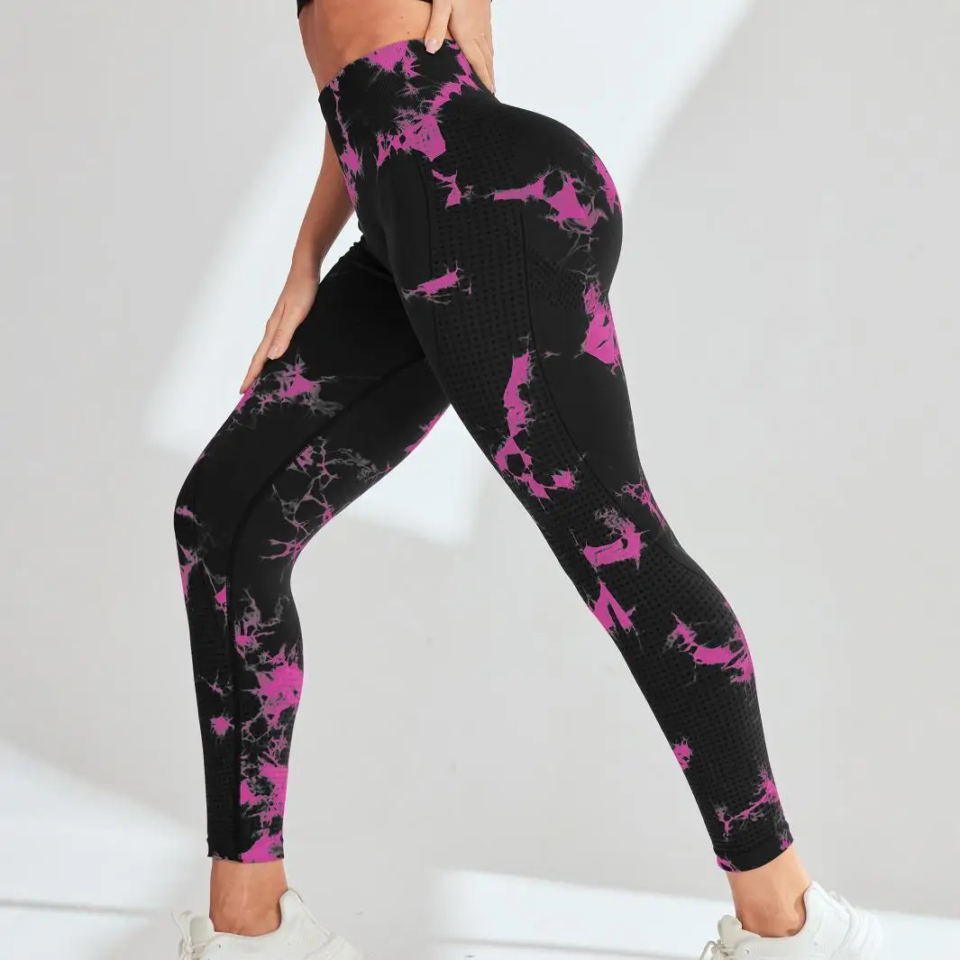 

Новые цветные штаны для йоги с принтом тай-дай, женские спортивные штаны для бега на открытом воздухе, фитнеса, быстросохнущие тренировочные штаны, колготки с высокой талией на бедрах