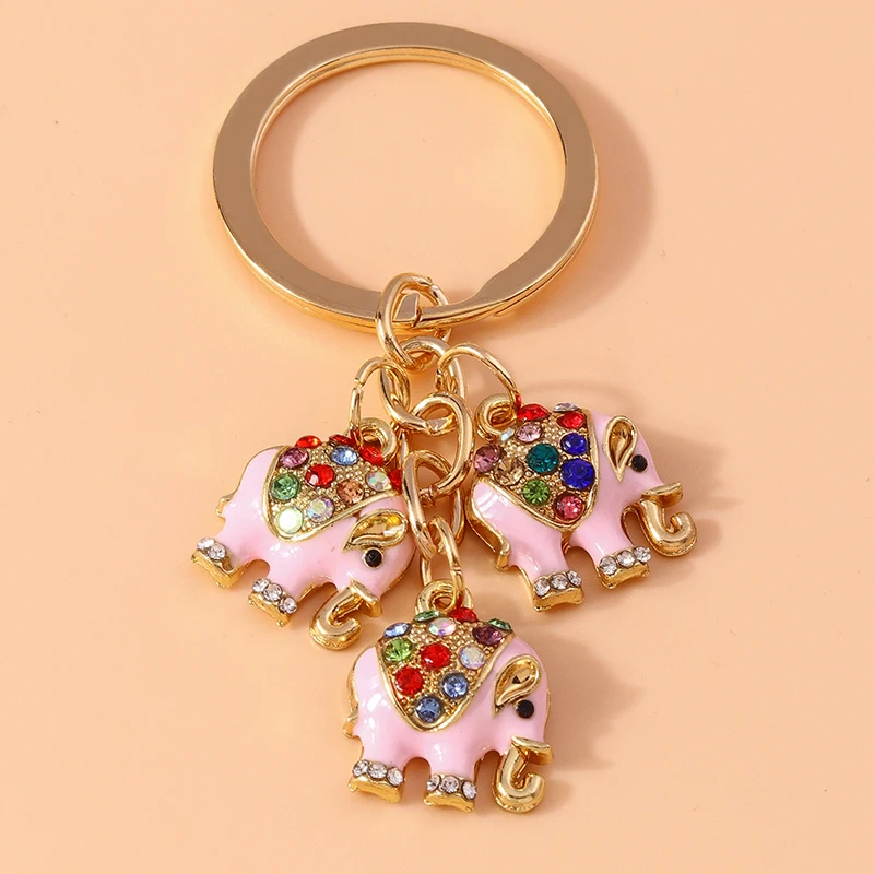 Cute Enamel Elephant Cat Keychain Women Girls Animal Keyring Pendants for Car Key Holder Handbag Charms DIY Jewelry Gift image 5