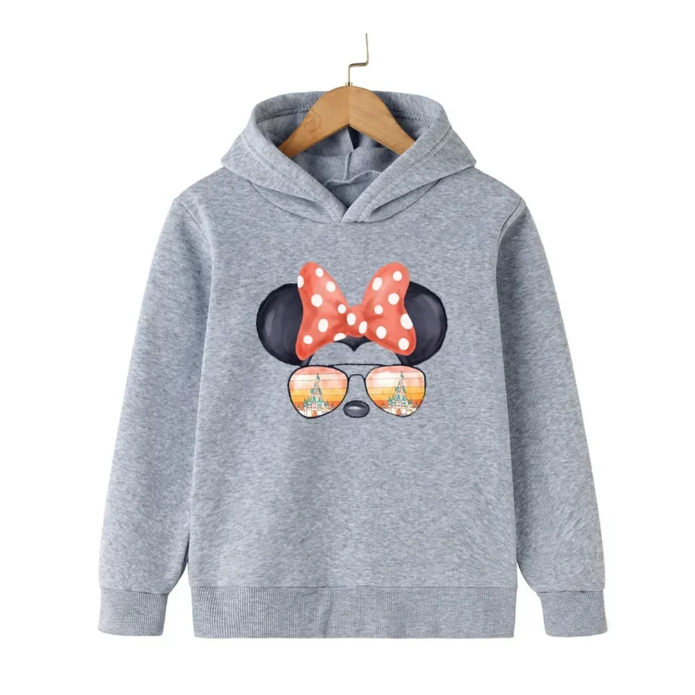 Leopard Minnnie Mouse Print Children's Hoodie  Disney Sweatshirt Spring and Autumn Oversized Kid Hoodies  4-16T