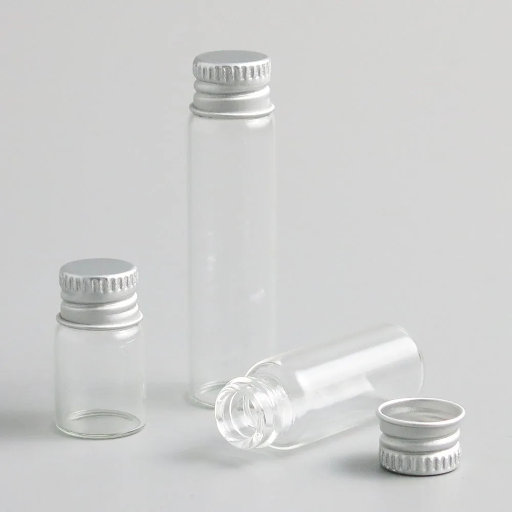 100 X 2ml 4ml 6ml Clear Glass Container With  Plastic Aluminum Cap Small Glass Bottle With Screw Lids for Essential Oil Use