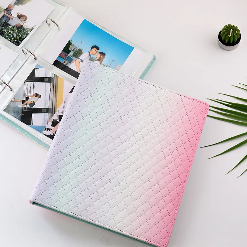 Rainbow Color PU Leather A5 Wide Binder Photocards Book Style Album for 3 Inch 4 Inch 6 Inch Mini Instax Card Album de Photos