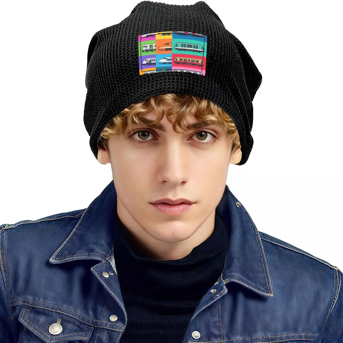 World Trains Grid Pattern Unisex Adult Beanies Caps Fleece-Lined Bonnet Hat Warm Hip Hop Autumn Winter Outdoor Skullies Hats