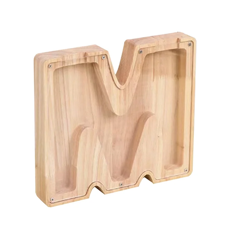 Letter Piggy Bank Kids Piggy Bank, Wooden Alphabet Transparent Coin Bank,Personalized Decorative Money Saving Bank Durable