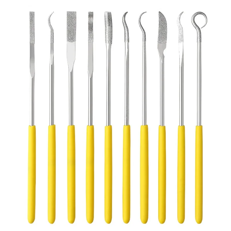 Special Shaped Diamond Assorted Mini File / Alloy Curved Bent Tip File / Metal Mold Jade Grinding Polishing Hand Tool