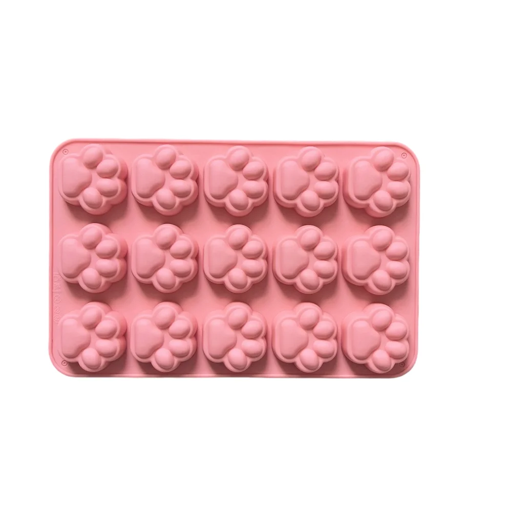 1PC 15 Holes Dog Footprint Silicone Mold.Cake Molds Cookie Fondant Dog Cat Paw Pet Candy Cookie Jelly Ice Cube Chocolate Mould