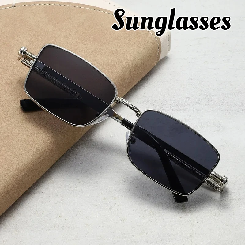 

Neutral Retro Square Punk UV400 Sunglasses Men's Luxury Metal Frame Eyewear Outdoor Fishing Cycling Driving UV400 Sunglasses