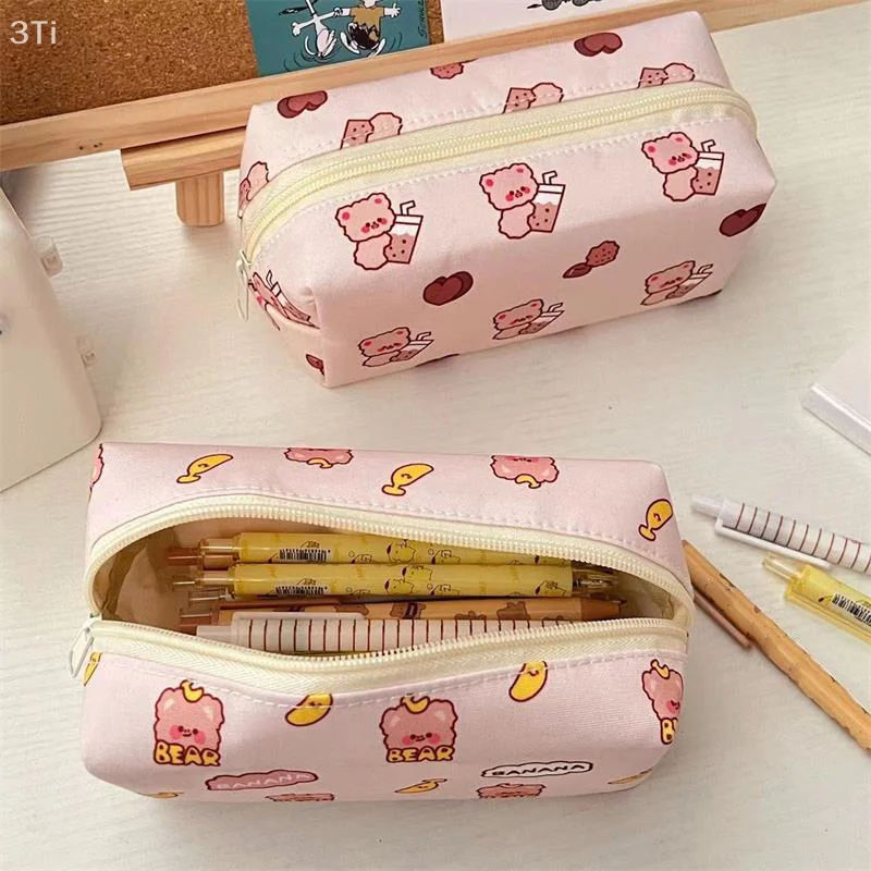 لطيف الدب حقيبة مستحضرات تجميل التجميل سعة كبيرة قماش مقلمة أشتات المحمولة حقيبة التخزين محفظة نسائية للعملات المعدنية موضة القرطاسية هدية