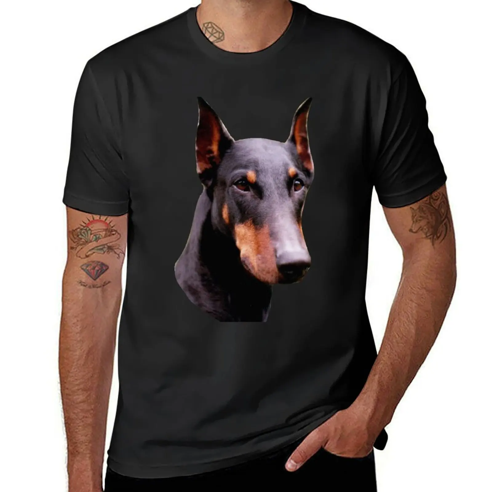 

Pretty Black Doberman Pinscher Face T-Shirt sports fans boys whites big and tall t shirts for men