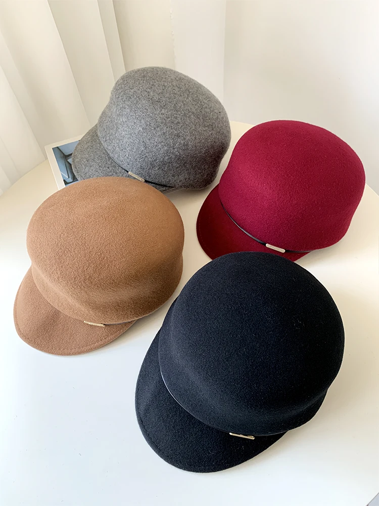 Women's Woolen Knight Hat Autumn Winter Beret Caps Casual Sle ort Brim round Top Capsule Faion Accory for All Ages