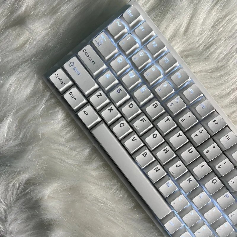 Silver Simplicity Theme Keycaps Set Customized PBT Sublimation Cherry Profile Keyboard Cap for Mechanical Keyboard Accessories