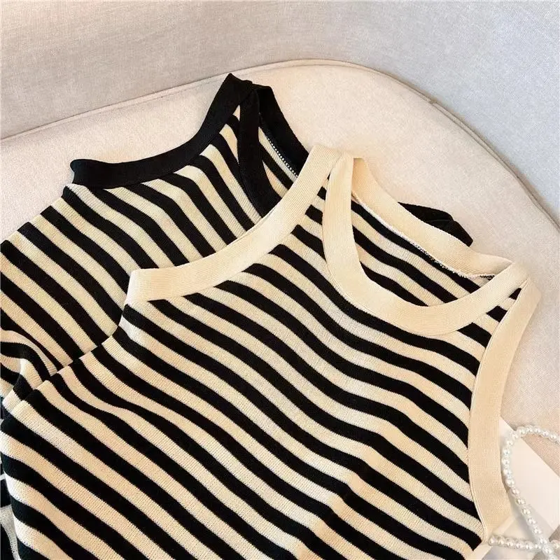 XL-6XL Coquette Backless Cami Topฤดูร้อนPlusขนาดSlimming Stripe Braletteเซ็กซี่Shapewear Camisole Layered Top Breathable