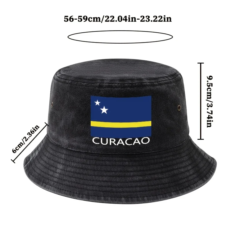 Custom Curacao Flag Printed Bucket Hat, 2026 Football Event, Stylish And Versatile Unisex Fisherman Hat, Perfect For Outdoor