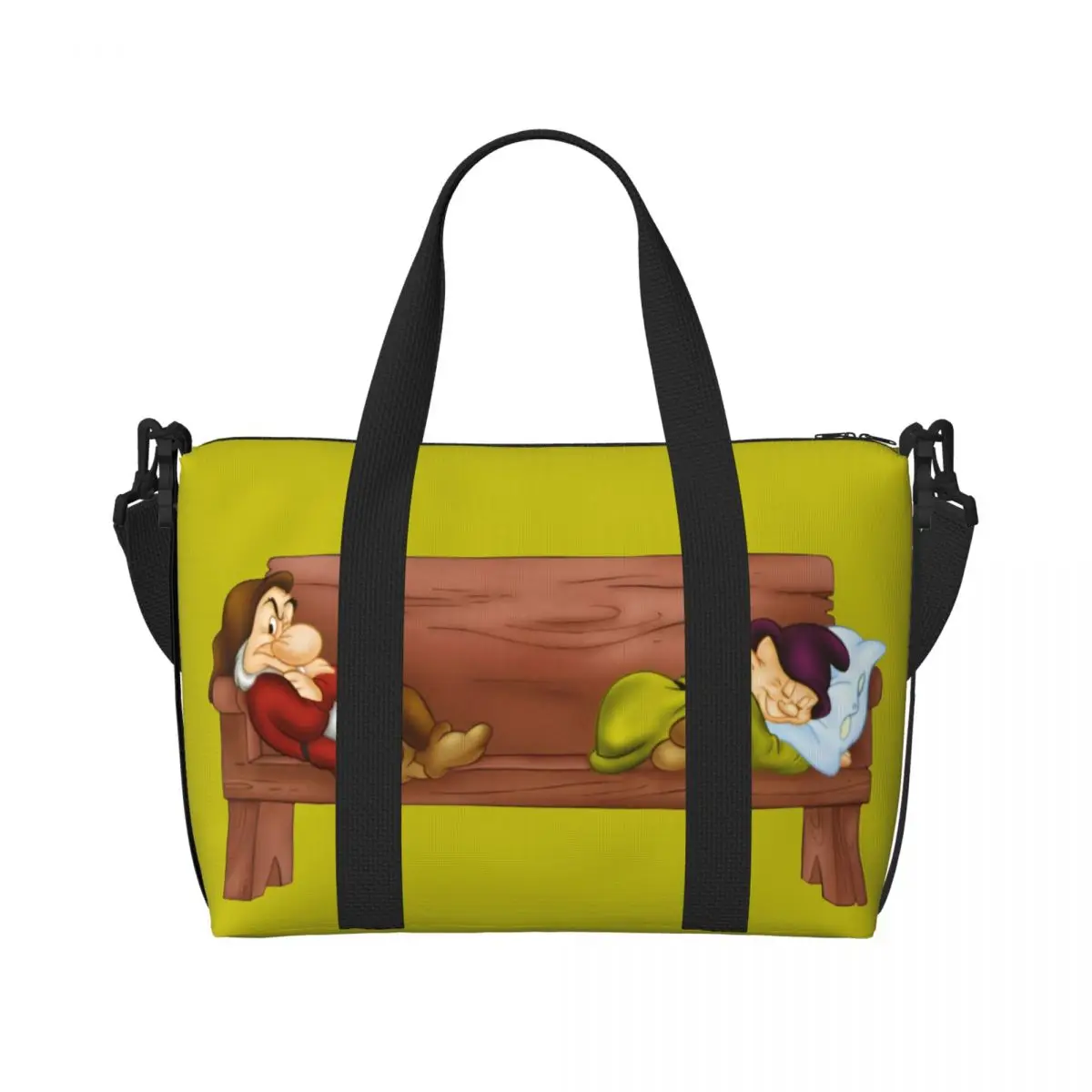 

Custom Snow White And Anime The Seven Dwarfs Tote Bag Women Big Capacity Beach Gym Travel Bags