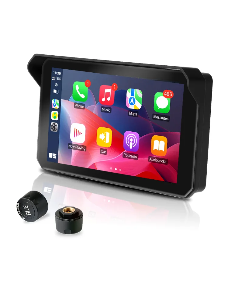 Jansite 5'' Dual-Bluetooth-Motorrad-Carplay-Bildschirm GPS für Moto-Navigation, IP67 wasserdichtes Display, Android Auto MirrorLink, digitales Motorrad-Armaturenbrett, unterstützt Helm-Headset,