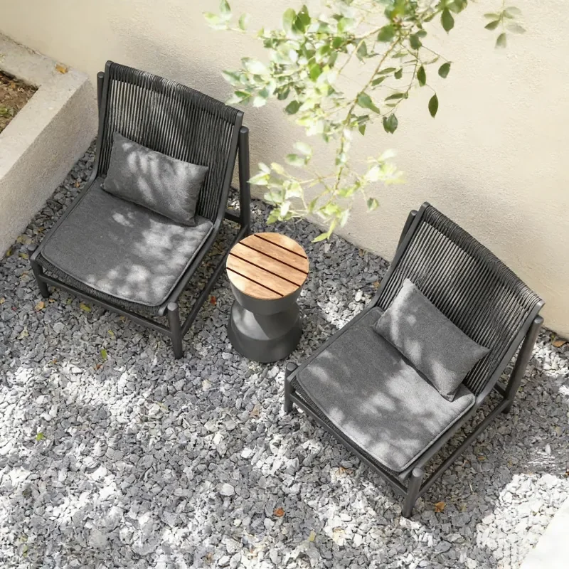Three-Piece Outdoor Rattan Sofa Set for Garden Courtyard Balcony Including Rattan Chair and Coffee Table for Leisure Use