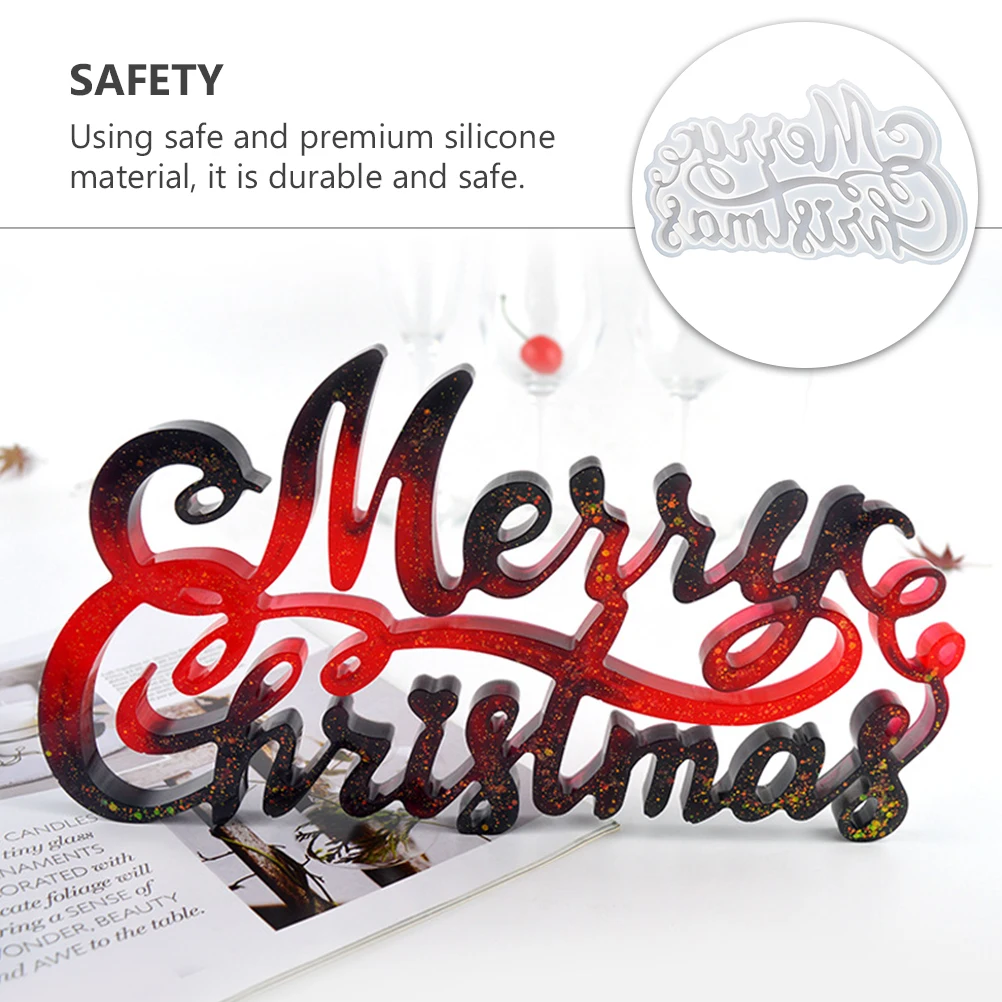 

Merry Christmas Letter Silicone Christmas Hanging Ornament Diy Handmade Craft Creative Crystal Epoxy Mold For Jewelry