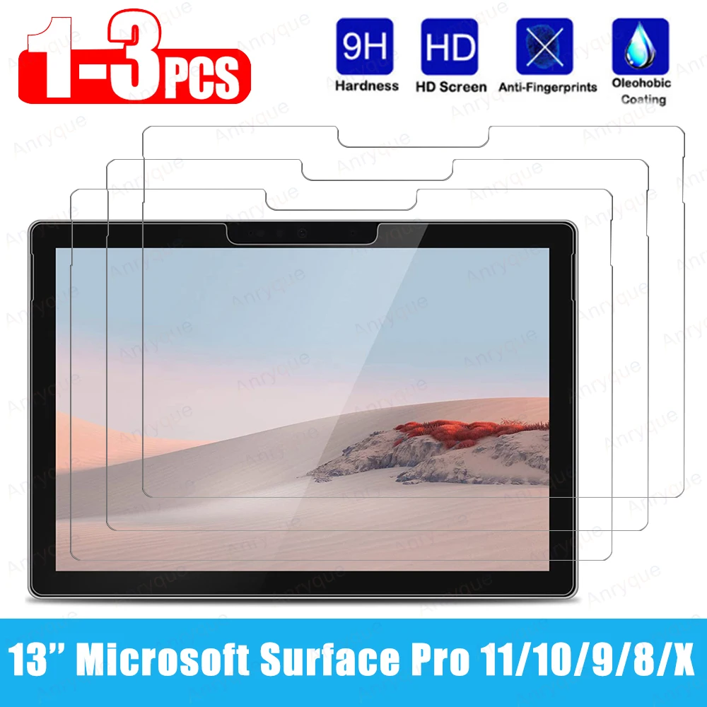 Protecteur d'écran pour tablette Microsoft Surface Pro, verre guatémaltèque, 11 ", 10", 9 ", 8" X, film anti-rayures transparent HD, 1 à 3 paquets