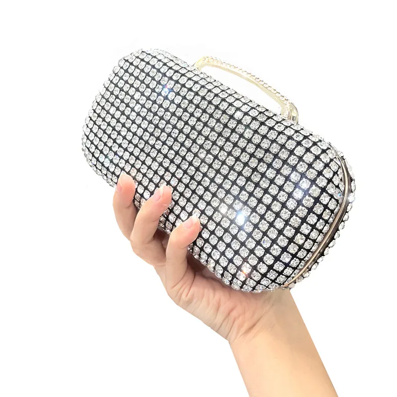 

2025 Luxury Shiny Full Big Diamond Evening Clutch Bag Women Wedding Party Handbag Purse High End Party Shoulder Crossbody Bags