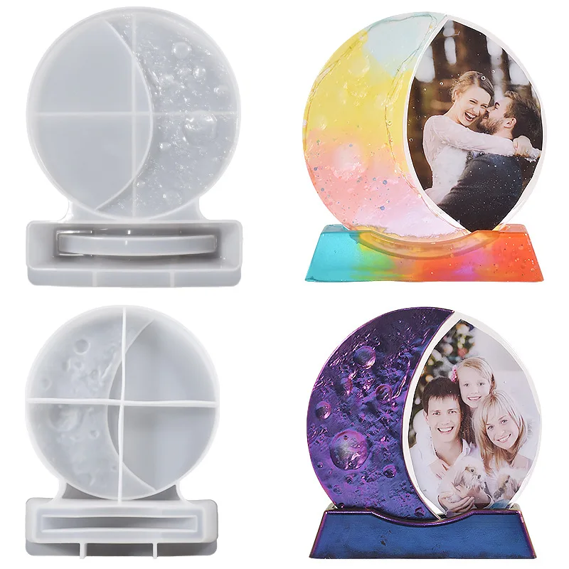 Resin Picture Frame Mold Moon Photo Frame Molds Moon Resin Mold Silicone for Epoxy Resin Casting DIY Home Table Art Decor