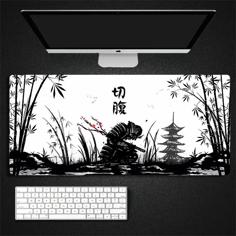 black Samurai Mouse Pad Samurai Legion Landscape Table Mat Aesthetic Computer MousePad Unique Mouse Keyboard pc Desk Mats