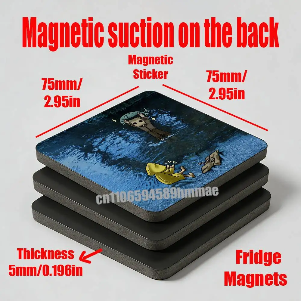 For Game Little Nightmares Refrigerator Magnets Metal Cabinet Custom Fridge Freezer Magnetic Cards Cover