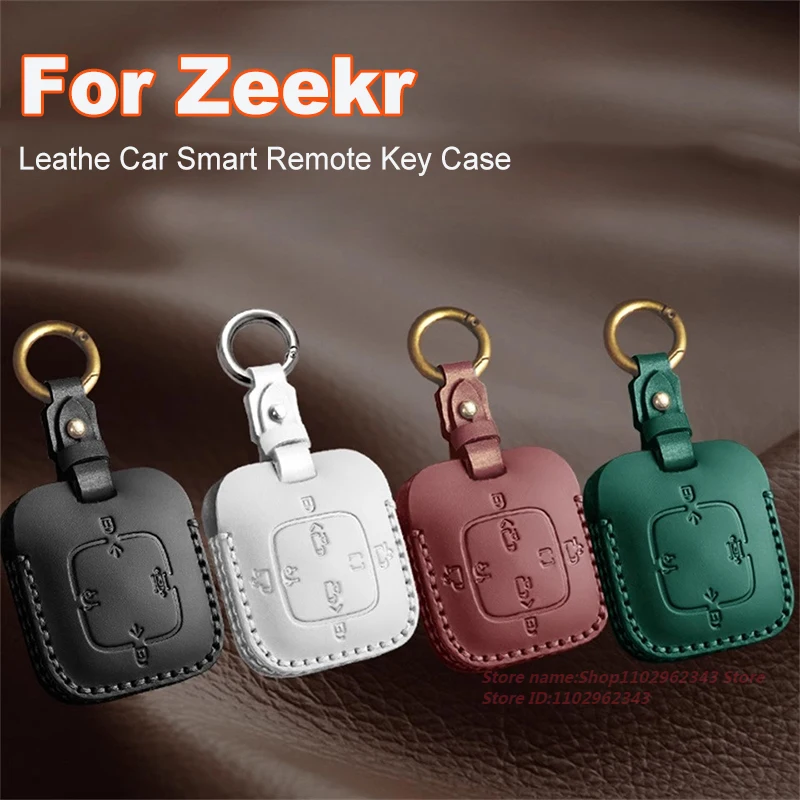 

For Zeekr 009 001 7X 007GT Leathe Car Smart Remote Key Case Cover Protective Shell Bag Keychain Car Accessories