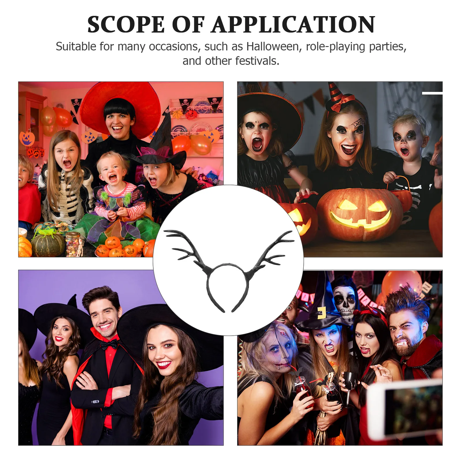 

Antler Headband Christmas Festival Plastic Women's Hair Band Lightweight Durable Party Photo Prop Antler Headband