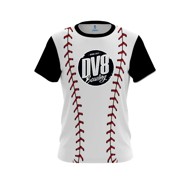 Men DV8 Bowling Performance Jersey Full Body Red Baseball Seam Stitch Graphic Print Short Sleeve Pro Player Casual Sports Tops