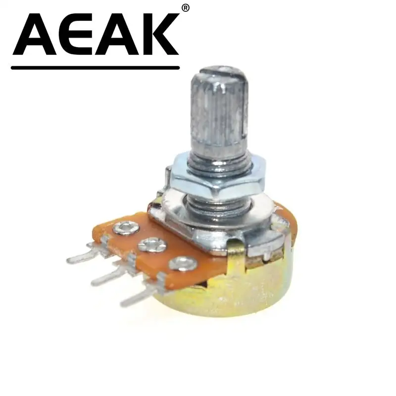 10PCS/lot WH148 B10K B1K B2K B5K B20K B50K B100K B250K B500K B1M Linear Potentiometer 15mm Shaft With Nuts And Washers Hot