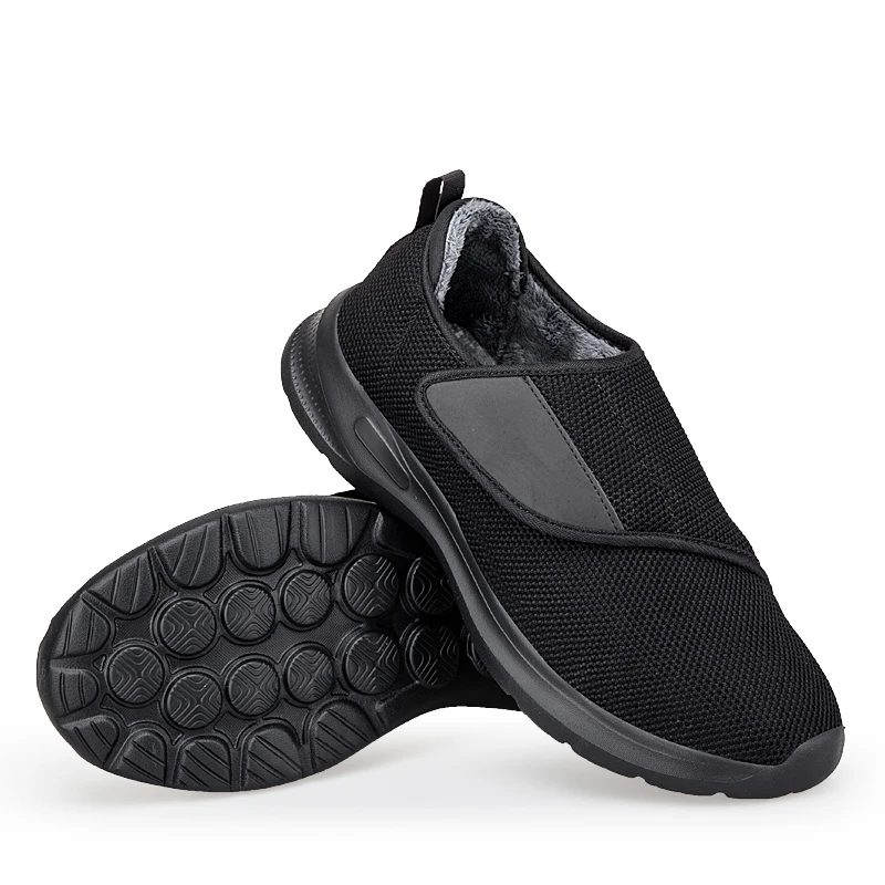 Plush Winter Walking Shoes Men Women Warm Cotton Shoes Soft Sole Breathable Mesh Flats Large Size 36-46 Casual Footwear