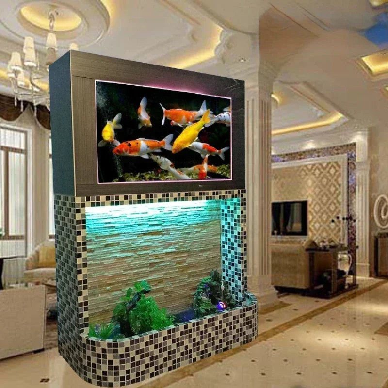 Fish Tank Ecological Glass Aquarium Fish Tank Water Wall Screen Large and Medium-Sized Living Room Partition Fish Tank