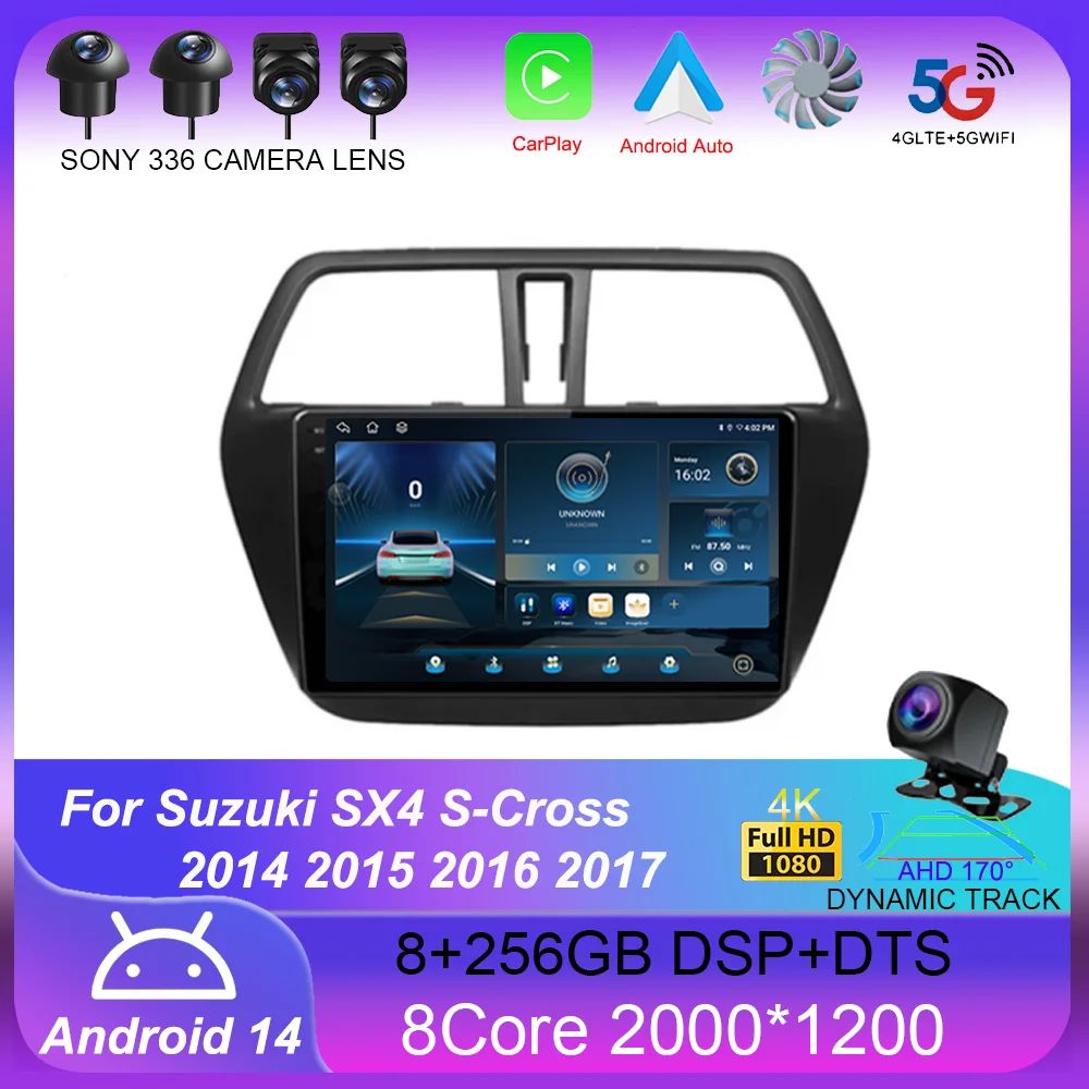 

Android 14 Car Radio For Suzuki SX4 S-Cross 2014 2015 2016 2017 Multimedia Player Stereo GPS WIFI+4G wireless Carplay Auto video