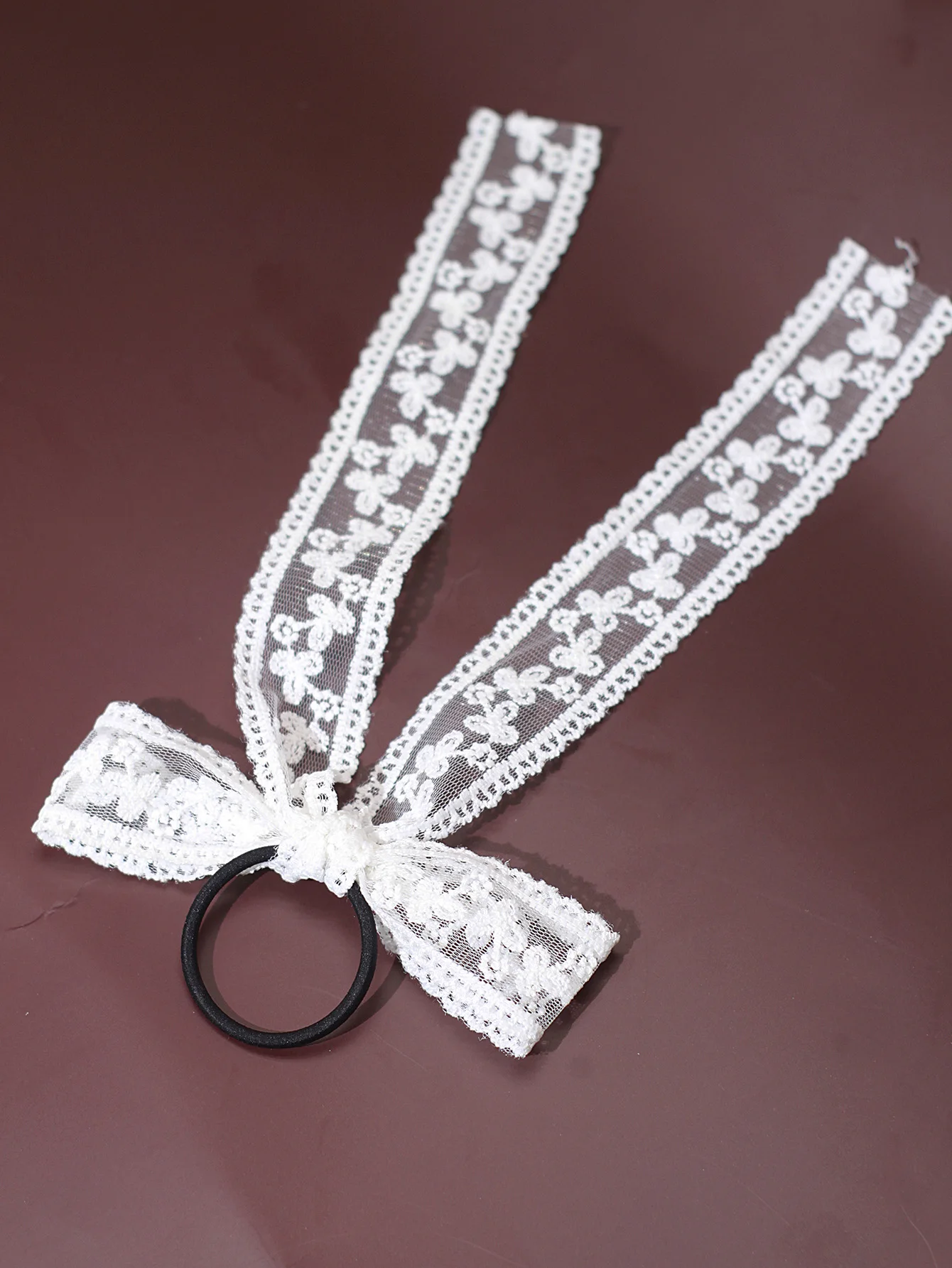 Wit Kant Zoete Strik Knoop Lint Borduren Haarboog Scrunchies Voor Vrouwen Meisjes Elastische Haarband Vrouwelijke Haaraccessoires