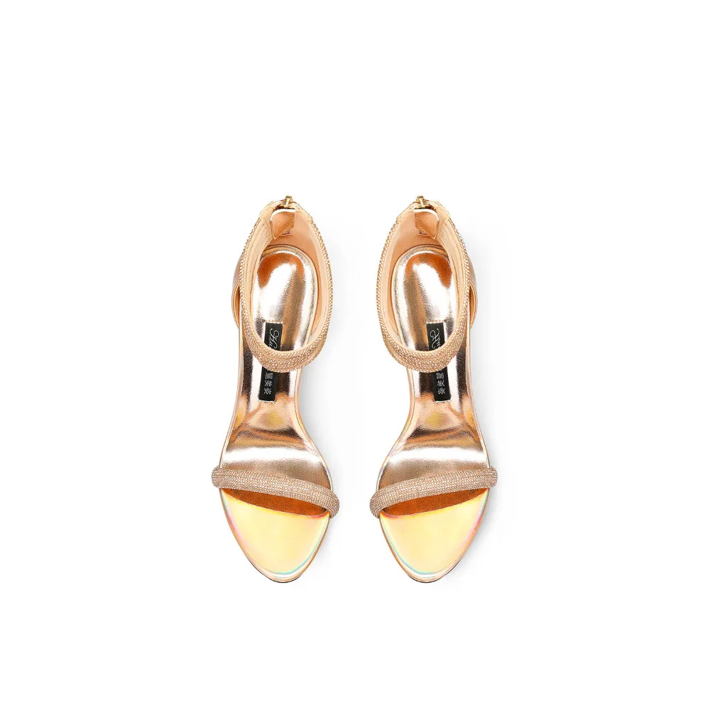 

New Womens Fashion Thin Heeled High Heel Sandals Elegant Rhinestone Decorated for Socialite Gorgeous Dress Sandals