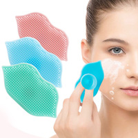 Small size face brush creative lip style silicone face brush with suction cup makeup remover tool for facial cleaning