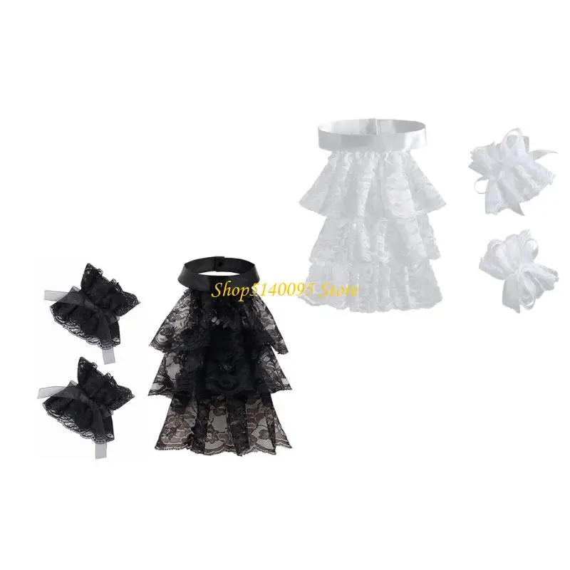 

DXAE воротник с рюшами на запястьях аксессуар викторианский воротник с лацканами средневековый косплей