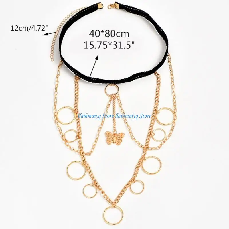 573B سلسلة ساق فاسق مع سلسلة فخذ فراشة مجوفة لتزيين الحفلات لتنورة الفتاة