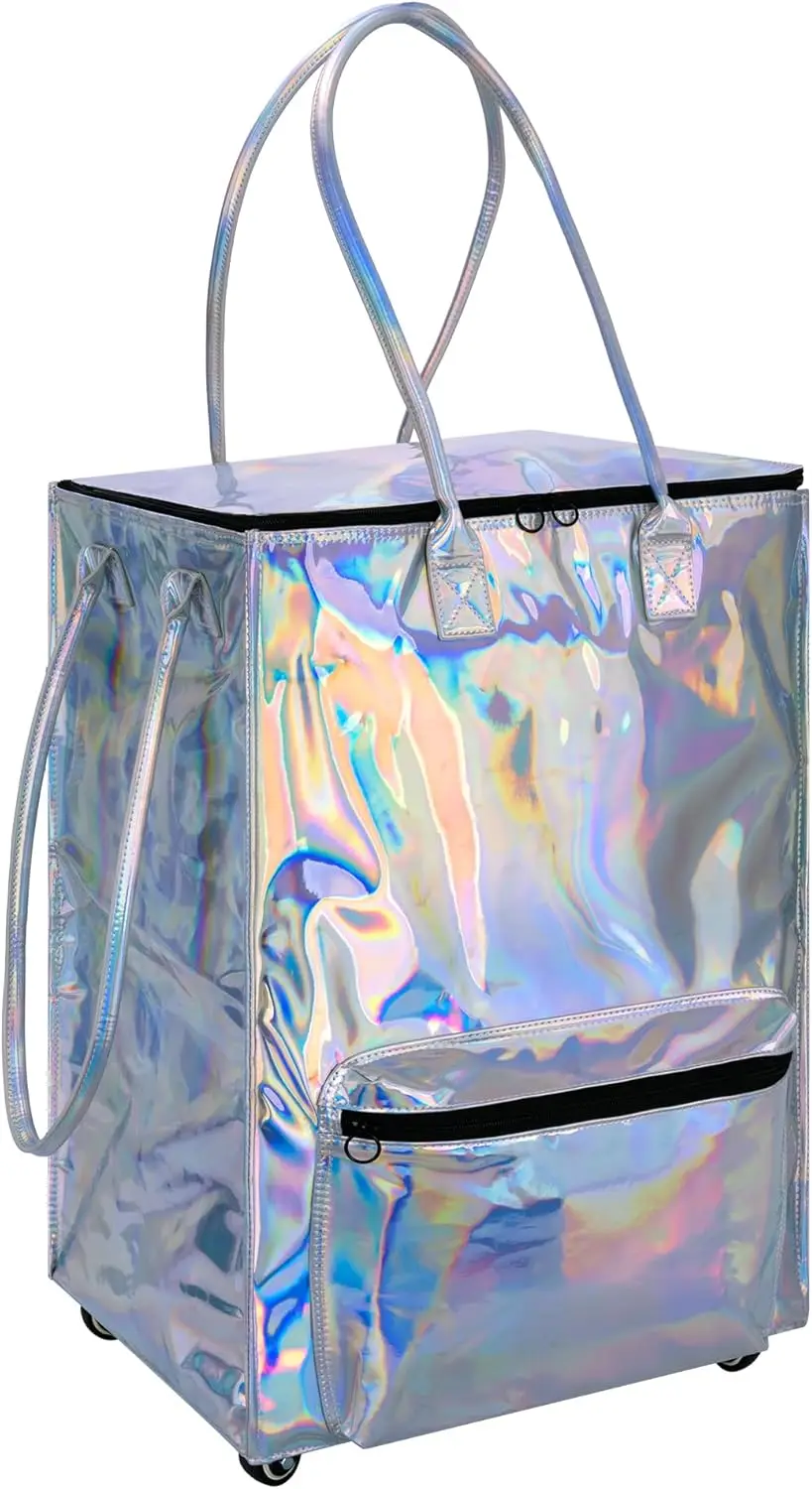 

Портативная тележка для покупок на колесах с застежкой-молнией и ручками, сумка-тележка для продуктов на колесах